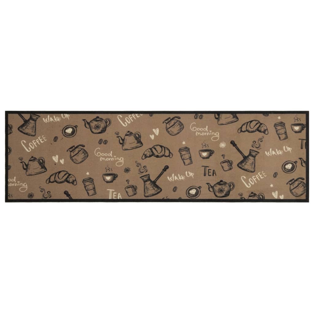 vidaXL Covor de bucătărie lavabil Morning, maro, 45x150 cm, catifea vidaXL Covor de bucătărie lavabil Morning, maro, 45x150 cm, catifea