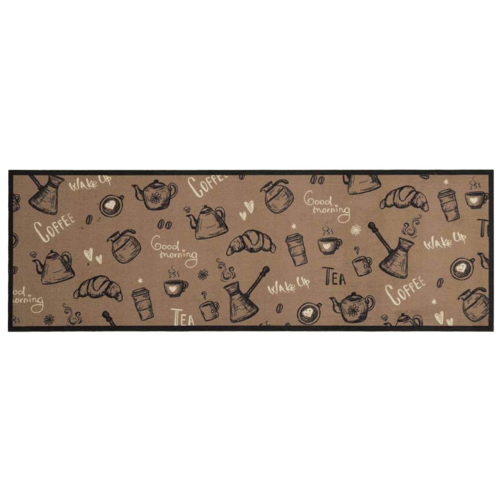 vidaXL Covor de bucătărie lavabil Morning, maro, 60x180 cm, catifea vidaXL Covor de bucătărie lavabil Morning, maro, 60x180 cm, catifea
