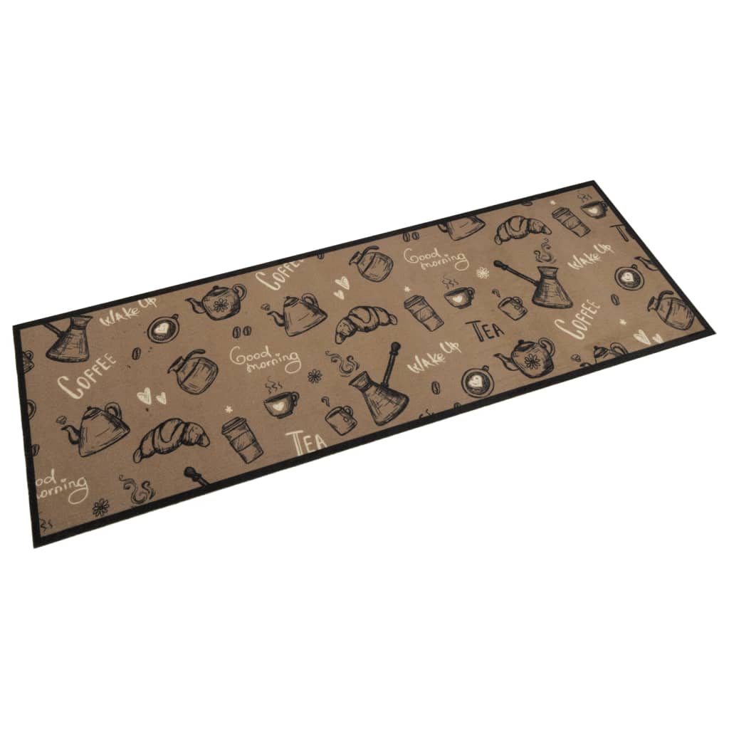 vidaXL Covor de bucătărie lavabil Morning, maro, 60x180 cm, catifea vidaXL Covor de bucătărie lavabil Morning, maro, 60x180 cm, catifea