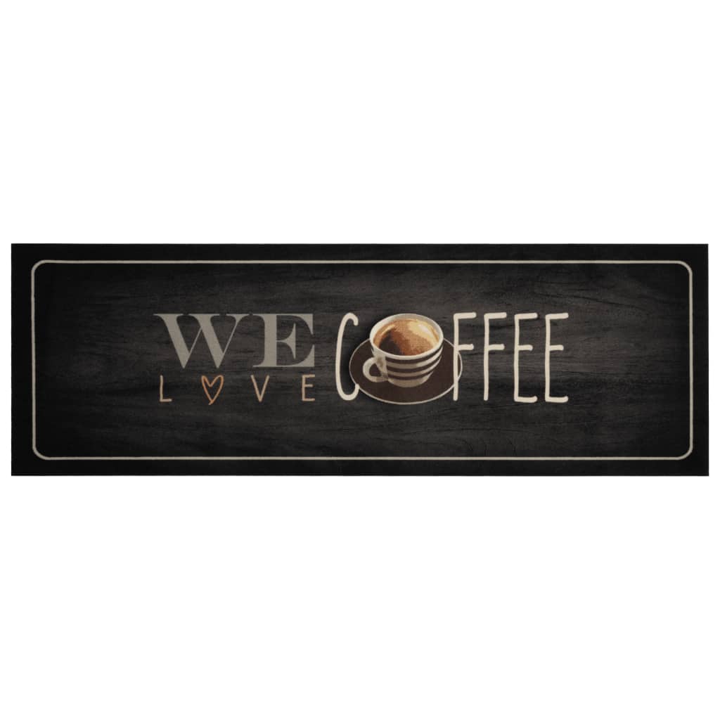 vidaXL Covor de bucătărie lavabil, text Coffee, 60x180 cm, catifea vidaXL Covor de bucătărie lavabil, text Coffee, 60x180 cm, catifea