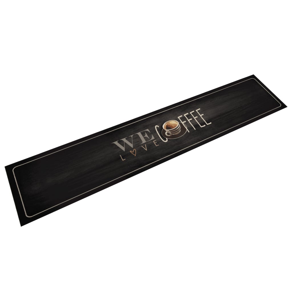 vidaXL Covor de bucătărie lavabil, text Coffee, 60x300 cm, catifea vidaXL Covor de bucătărie lavabil, text Coffee, 60x300 cm, catifea