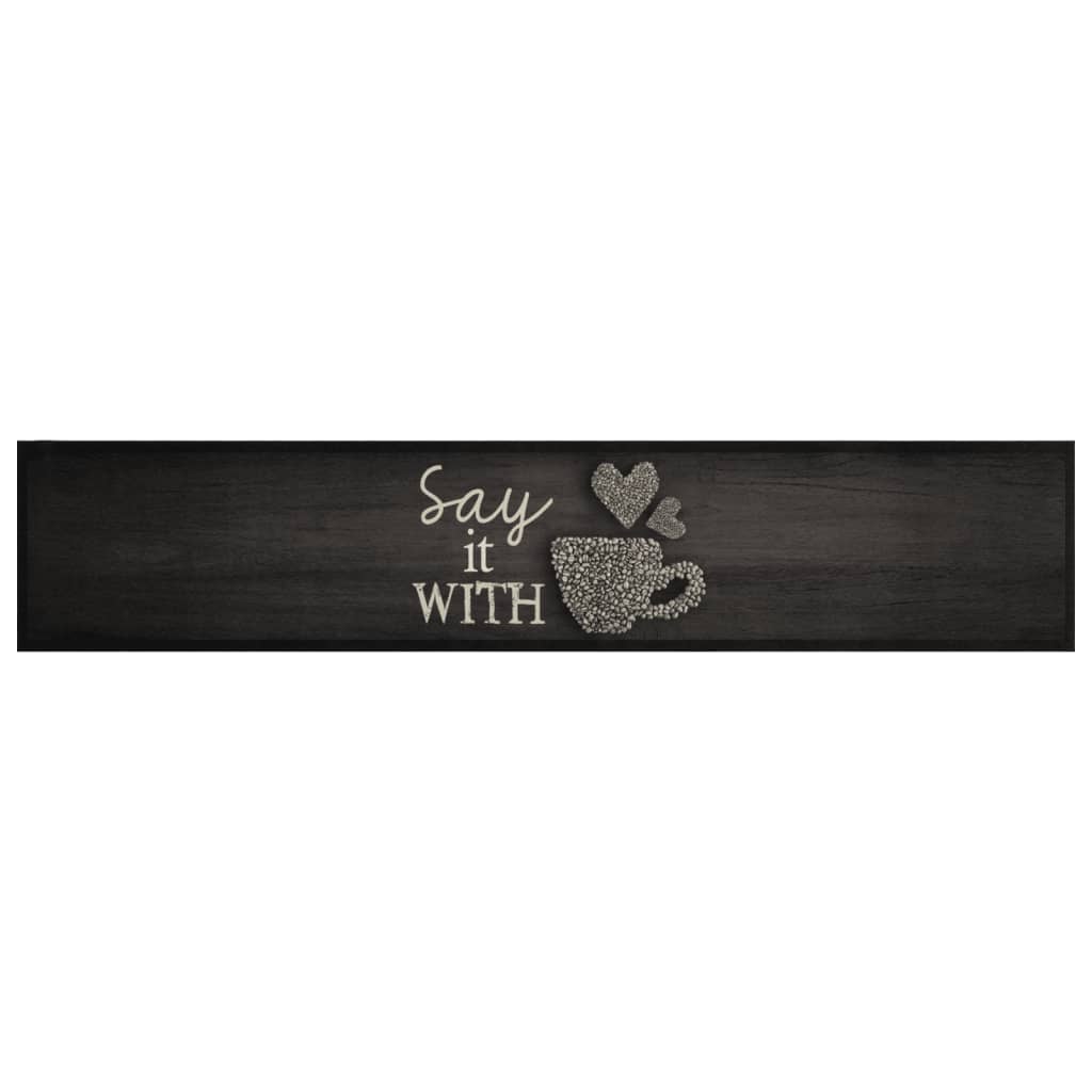 vidaXL Covor de bucătărie lavabil, cană, negru, 60x300 cm, catifea vidaXL Covor de bucătărie lavabil, cană, negru, 60x300 cm, catifea