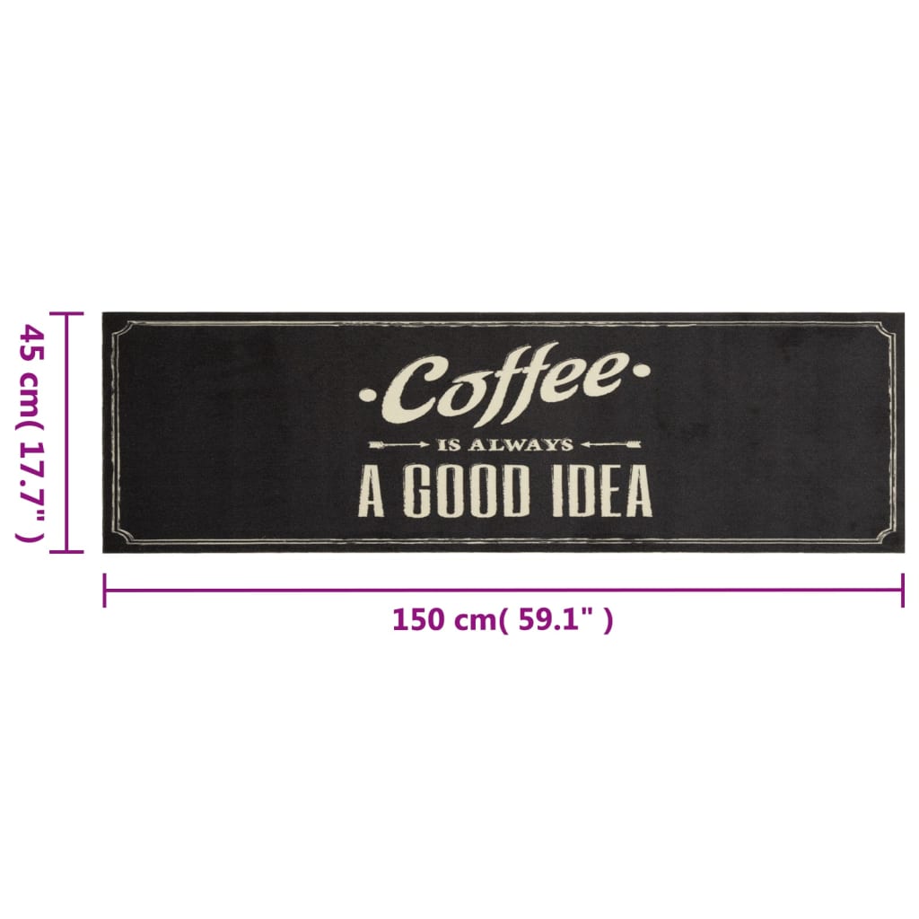vidaXL Covor de bucătărie lavabil, text Coffee, 45x150 cm, catifea vidaXL Covor de bucătărie lavabil, text Coffee, 45x150 cm, catifea