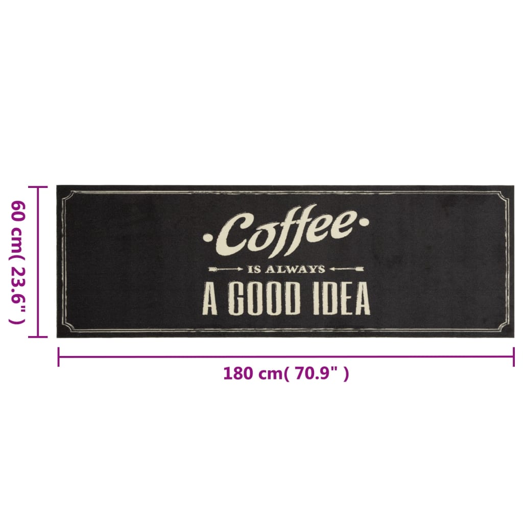 vidaXL Covor de bucătărie lavabil, text Coffee, 60x180 cm, catifea vidaXL Covor de bucătărie lavabil, text Coffee, 60x180 cm, catifea