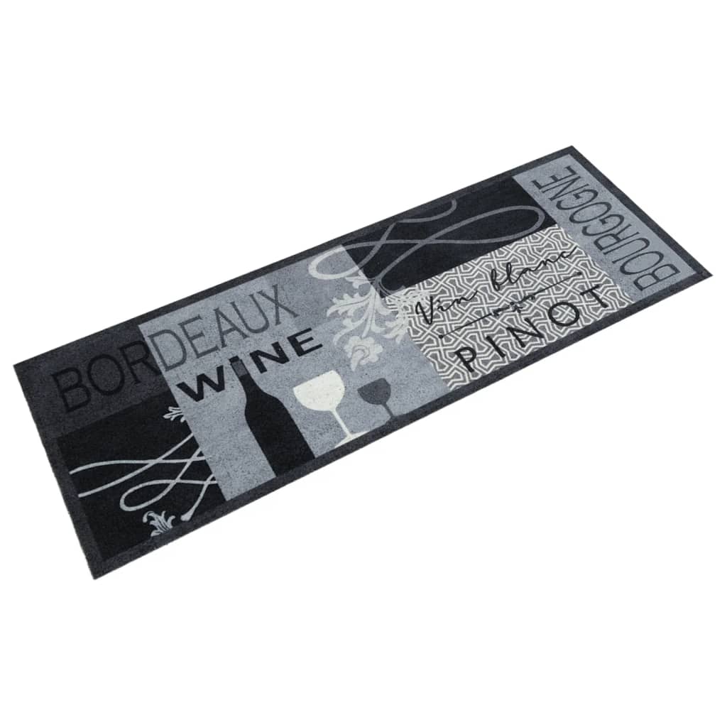 vidaXL Covor de bucătărie lavabil Wine, gri, 45x150 cm, catifea vidaXL Covor de bucătărie lavabil Wine, gri, 45x150 cm, catifea