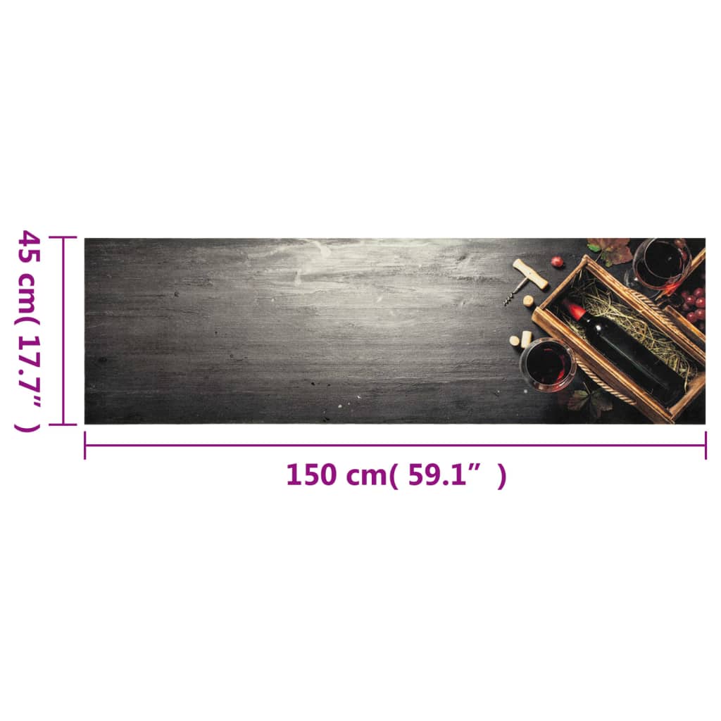 vidaXL Covor de bucătărie lavabil, sticlă vin, 45x150 cm, catifea vidaXL Covor de bucătărie lavabil, sticlă vin, 45x150 cm, catifea