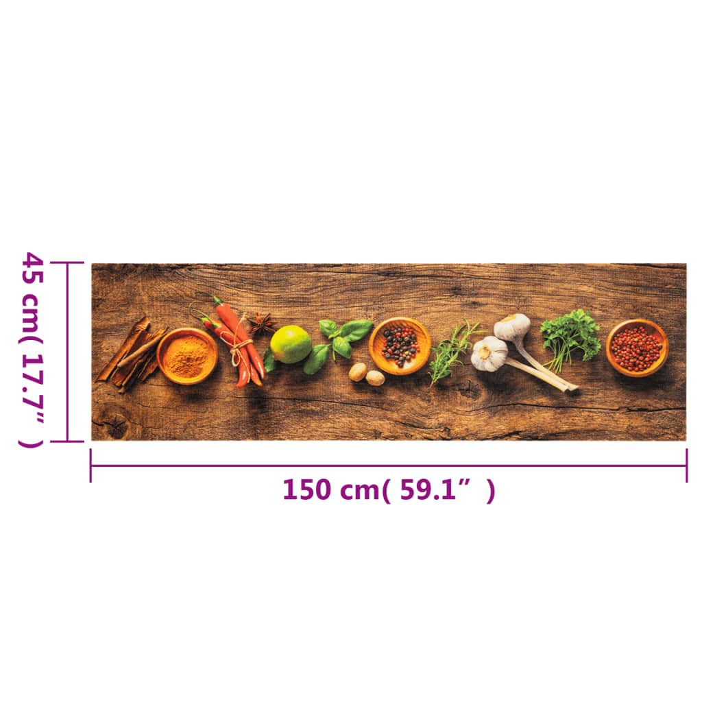 vidaXL Covor de bucătărie lavabil Spices, 45x150 cm, catifea vidaXL Covor de bucătărie lavabil Spices, 45x150 cm, catifea