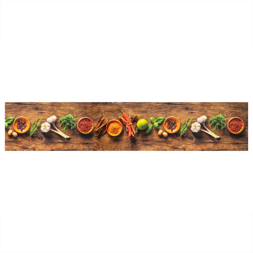 vidaXL Covor de bucătărie lavabil Spices, 60x300 cm, catifea vidaXL Covor de bucătărie lavabil Spices, 60x300 cm, catifea