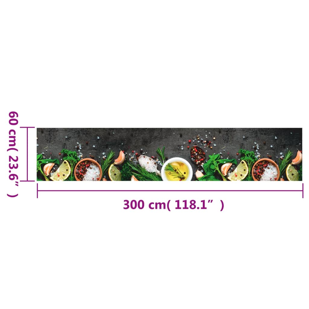 vidaXL Covor de bucătărie lavabil Spices, 60x300 cm, catifea vidaXL Covor de bucătărie lavabil Spices, 60x300 cm, catifea