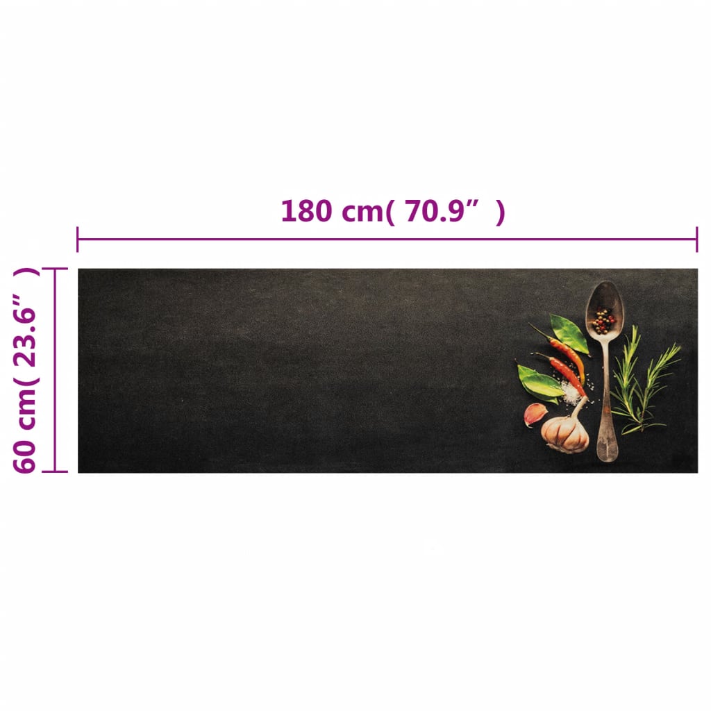 vidaXL Covor de bucătărie lavabil Spices, 60x180cm, catifea vidaXL Covor de bucătărie lavabil Spices, 60x180cm, catifea