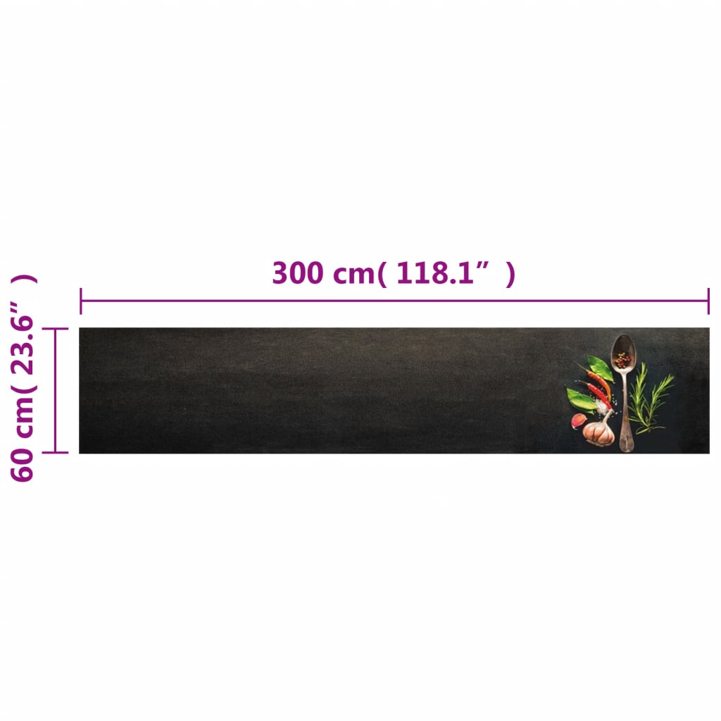 vidaXL Covor de bucătărie lavabil Spices, 60x300 cm, catifea vidaXL Covor de bucătărie lavabil Spices, 60x300 cm, catifea