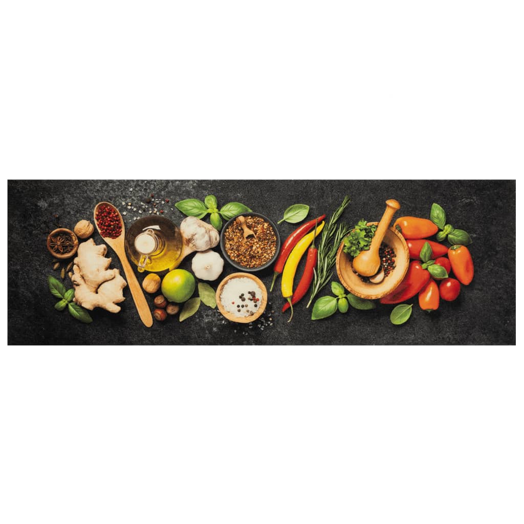 vidaXL Covor de bucătărie lavabil Spices, 60x180cm, catifea vidaXL Covor de bucătărie lavabil Spices, 60x180cm, catifea