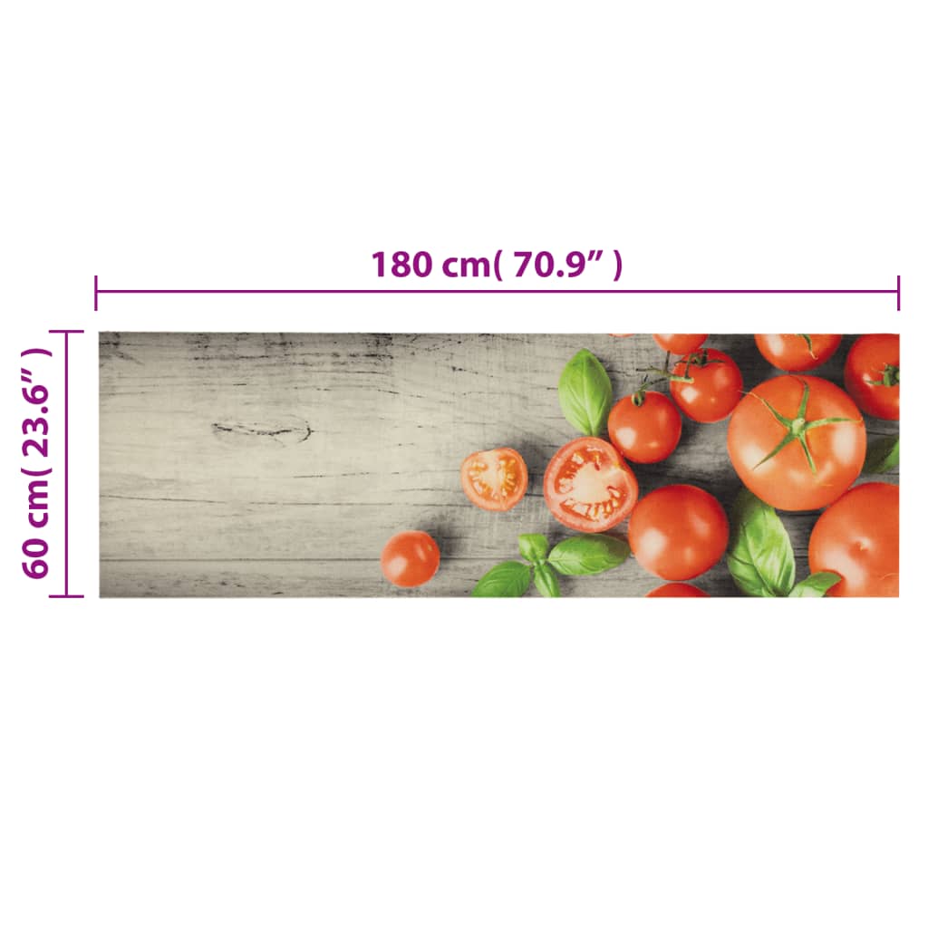 vidaXL Covor de bucătărie lavabil, model roșii, 60x180 cm, catifea vidaXL Covor de bucătărie lavabil, model roșii, 60x180 cm, catifea