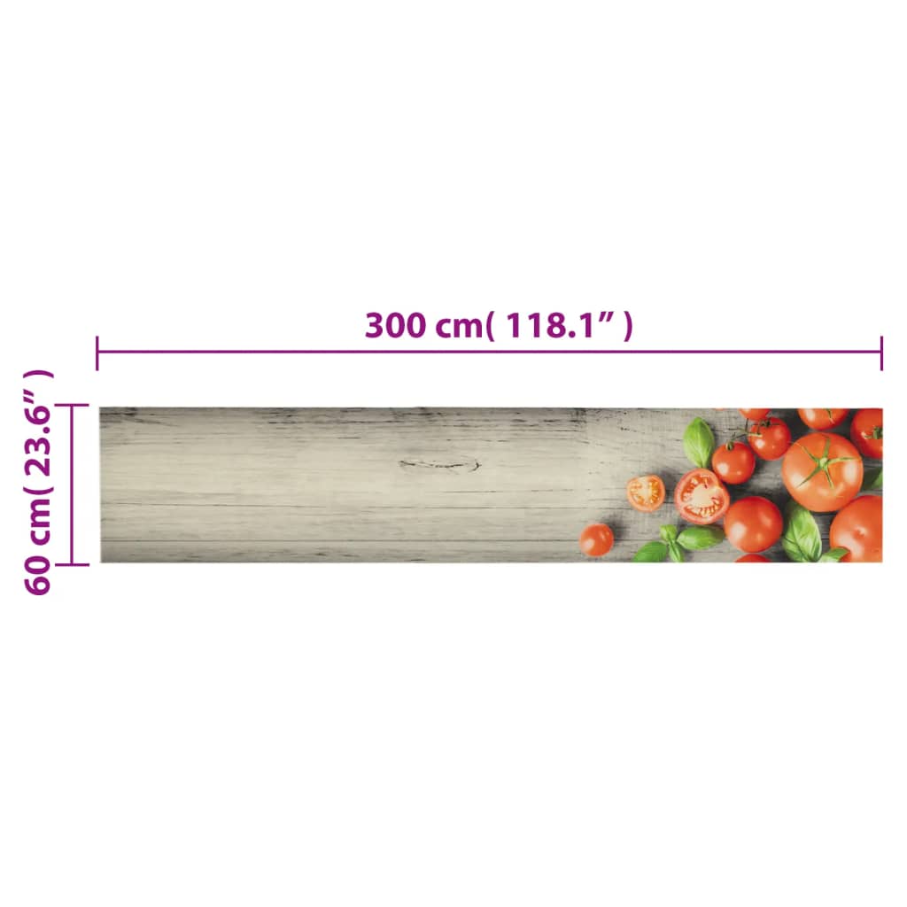vidaXL Covor de bucătărie lavabil, model roșii, 60x300 cm, catifea vidaXL Covor de bucătărie lavabil, model roșii, 60x300 cm, catifea