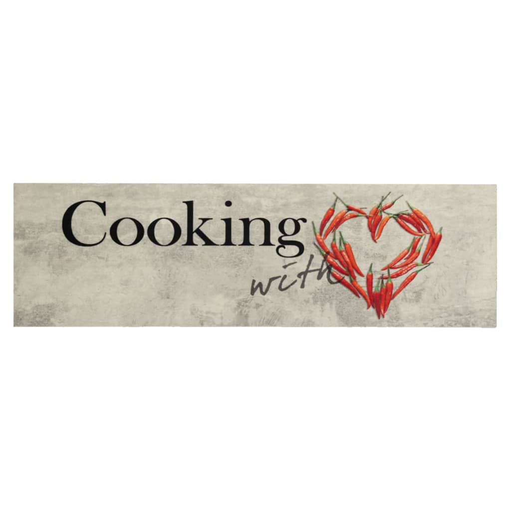 vidaXL Covor bucătărie lavabil, text Cooking/ardei, 45x150 cm, catifea vidaXL Covor bucătărie lavabil, text Cooking/ardei, 45x150 cm, catifea