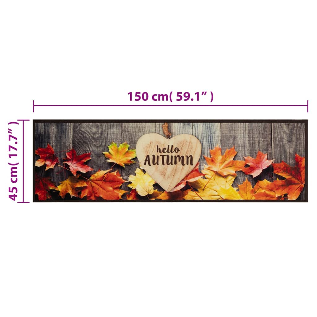 vidaXL Covor de bucătărie lavabil, model toamnă, 45x150 cm, catifea vidaXL Covor de bucătărie lavabil, model toamnă, 45x150 cm, catifea