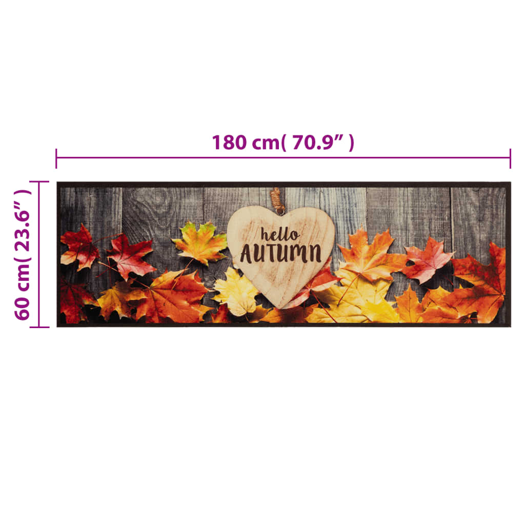 vidaXL Covor de bucătărie lavabil, model toamnă, 60x180 cm, catifea vidaXL Covor de bucătărie lavabil, model toamnă, 60x180 cm, catifea