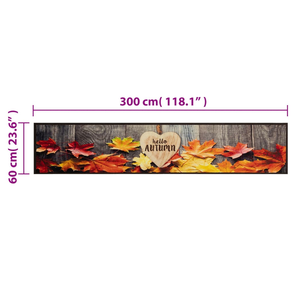 vidaXL Covor de bucătărie lavabil, model toamnă, 60x300 cm, catifea vidaXL Covor de bucătărie lavabil, model toamnă, 60x300 cm, catifea