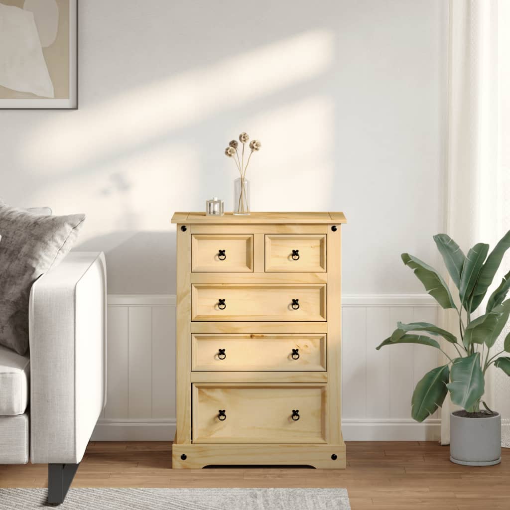 vidaXL Dulap cu sertare „Corona”, 80x43x114 cm, lemn masiv de pin vidaXL Dulap cu sertare „Corona”, 80x43x114 cm, lemn masiv de pin