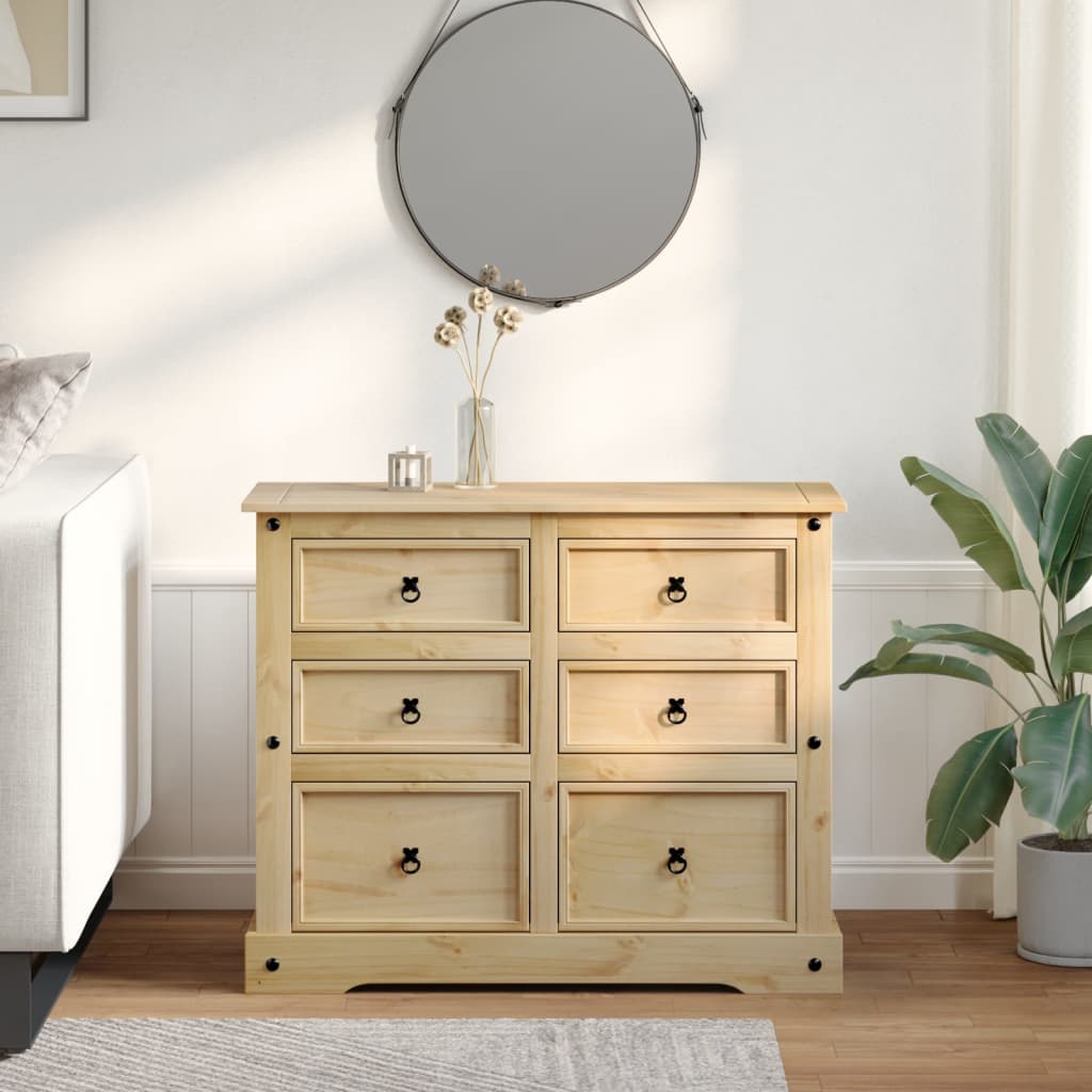 vidaXL Dulap cu sertare „Corona”, 110x43x91 cm, lemn masiv de pin