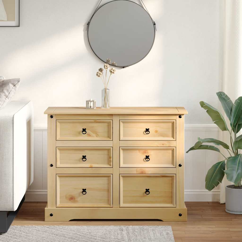 vidaXL Dulap cu sertare „Corona”, 112x48x91 cm, lemn masiv de pin vidaXL Dulap cu sertare „Corona”, 112x48x91 cm, lemn masiv de pin
