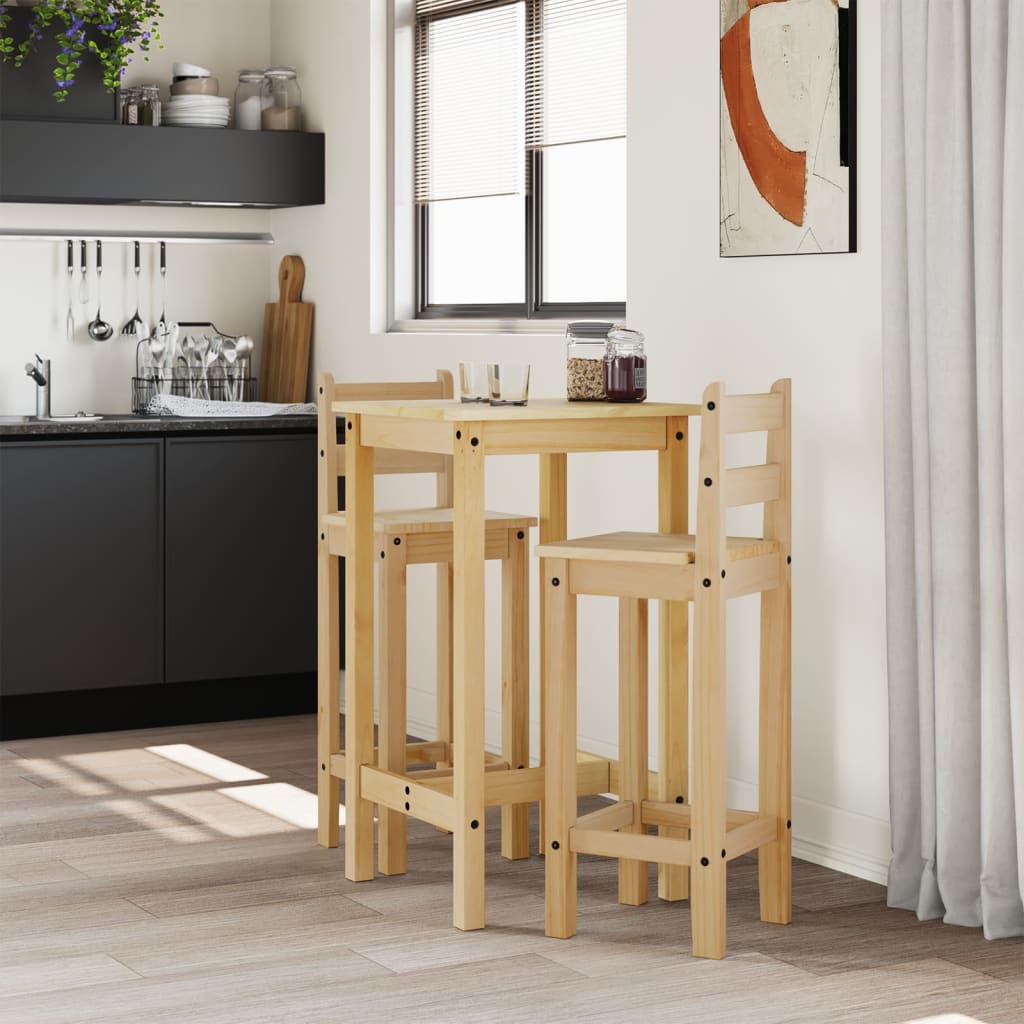 vidaXL Set mobilier de bar, 3 piese, lemn masiv de pin vidaXL Set mobilier de bar, 3 piese, lemn masiv de pin