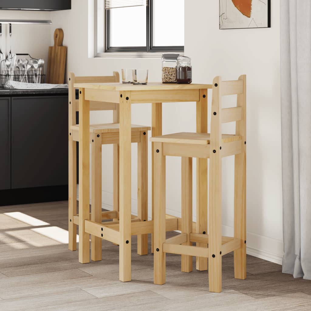 vidaXL Set mobilier de bar, 3 piese, lemn masiv de pin vidaXL Set mobilier de bar, 3 piese, lemn masiv de pin