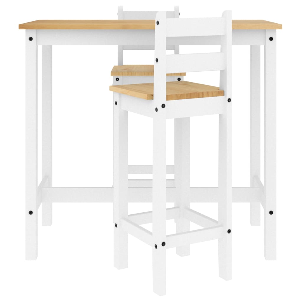 vidaXL Set mobilier de bar, 3 piese, alb, lemn masiv de pin vidaXL Set mobilier de bar, 3 piese, alb, lemn masiv de pin