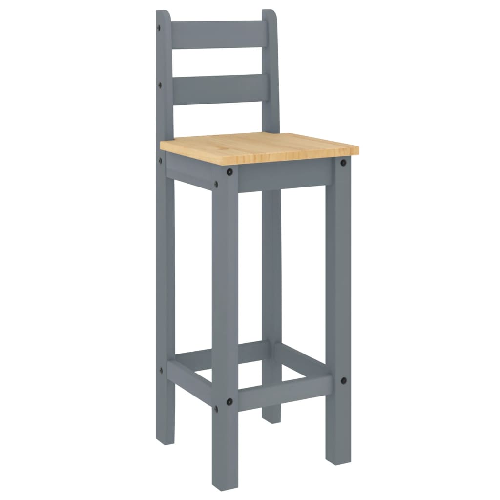 vidaXL Scaune de bar, 2 buc., gri, lemn masiv de pin vidaXL Scaune de bar, 2 buc., gri, lemn masiv de pin
