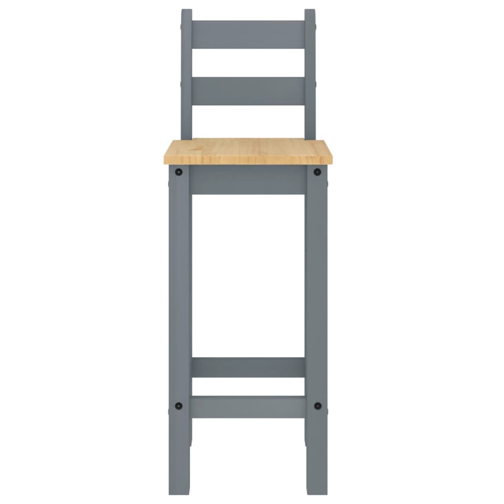 vidaXL Scaune de bar, 2 buc., gri, lemn masiv de pin vidaXL Scaune de bar, 2 buc., gri, lemn masiv de pin