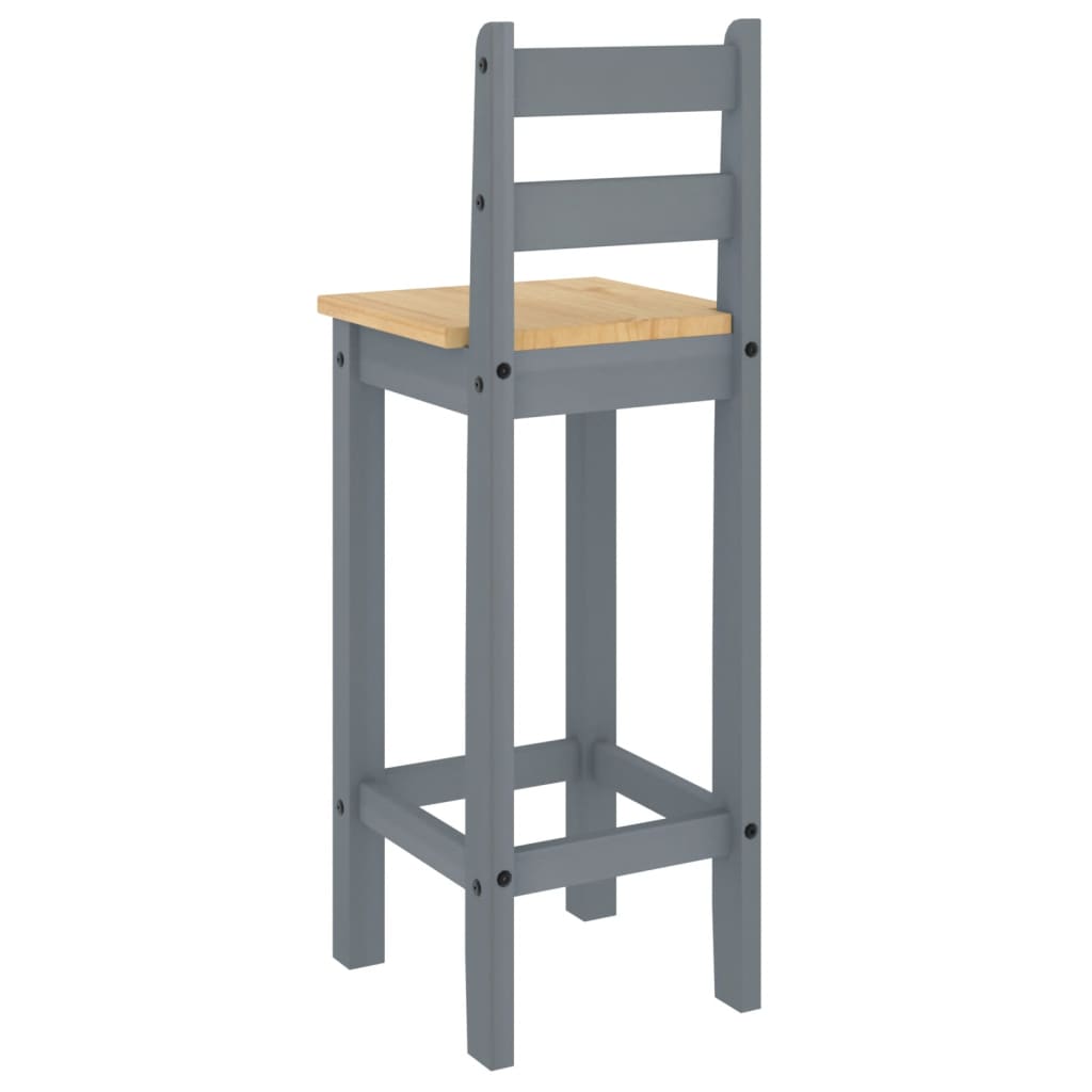 vidaXL Scaune de bar, 2 buc., gri, lemn masiv de pin vidaXL Scaune de bar, 2 buc., gri, lemn masiv de pin