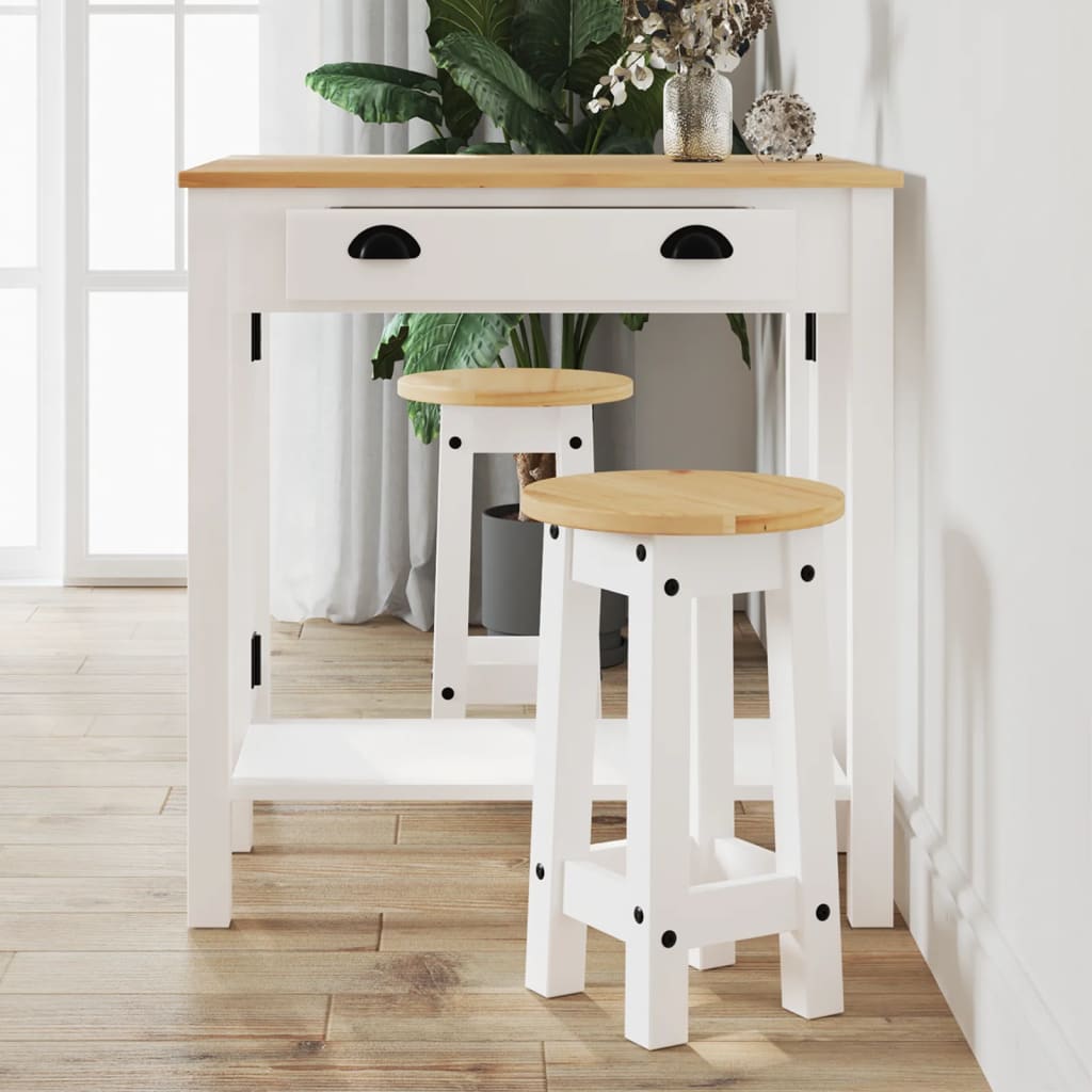 vidaXL Scaune de bar, 2 buc., alb, lemn masiv de pin vidaXL Scaune de bar, 2 buc., alb, lemn masiv de pin