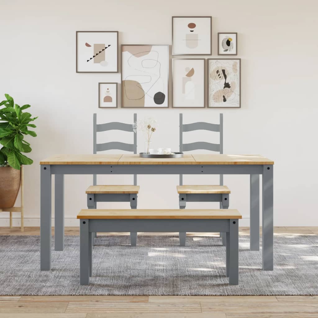 vidaXL Banchetă de bucătărie Panama, gri, 105x30x45 cm, lemn masiv pin vidaXL Banchetă de bucătărie Panama, gri, 105x30x45 cm, lemn masiv pin