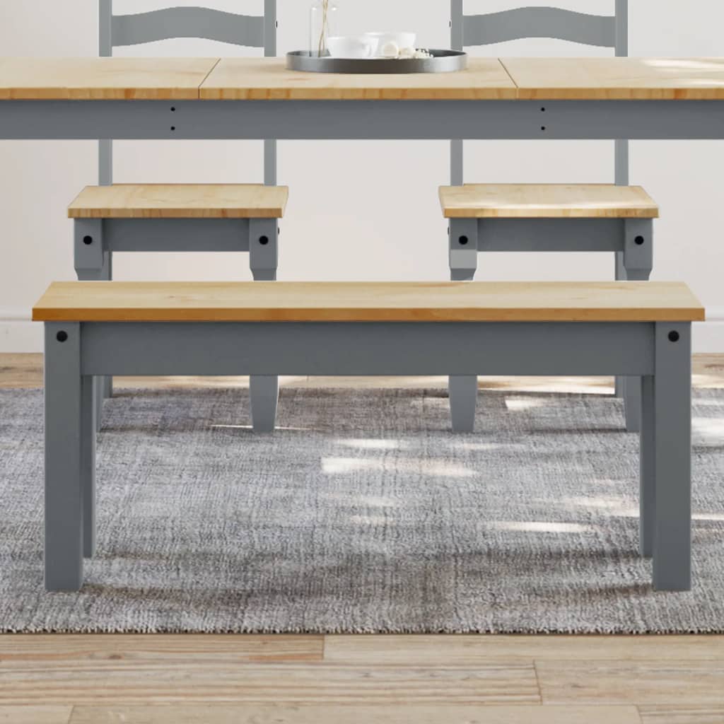 vidaXL Banchetă de bucătărie Panama, gri, 105x30x45 cm, lemn masiv pin vidaXL Banchetă de bucătărie Panama, gri, 105x30x45 cm, lemn masiv pin