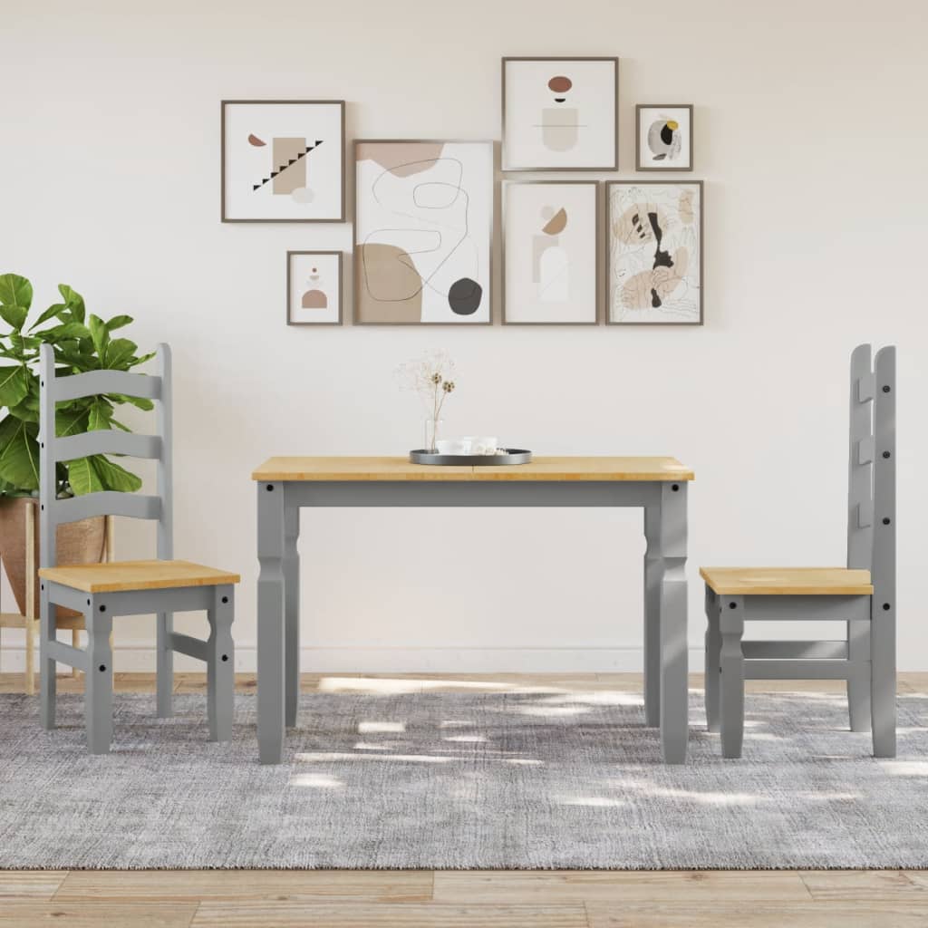 vidaXL Masă de sufragerie "Corona", gri 112x60x75 cm lemn masiv de pin
