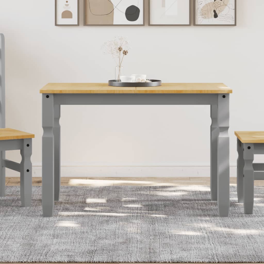 vidaXL Masă de sufragerie "Corona", gri 112x60x75 cm lemn masiv de pin