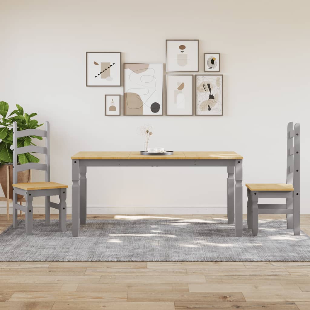 vidaXL Masă de sufragerie "Corona", gri 160x80x75 cm lemn masiv de pin