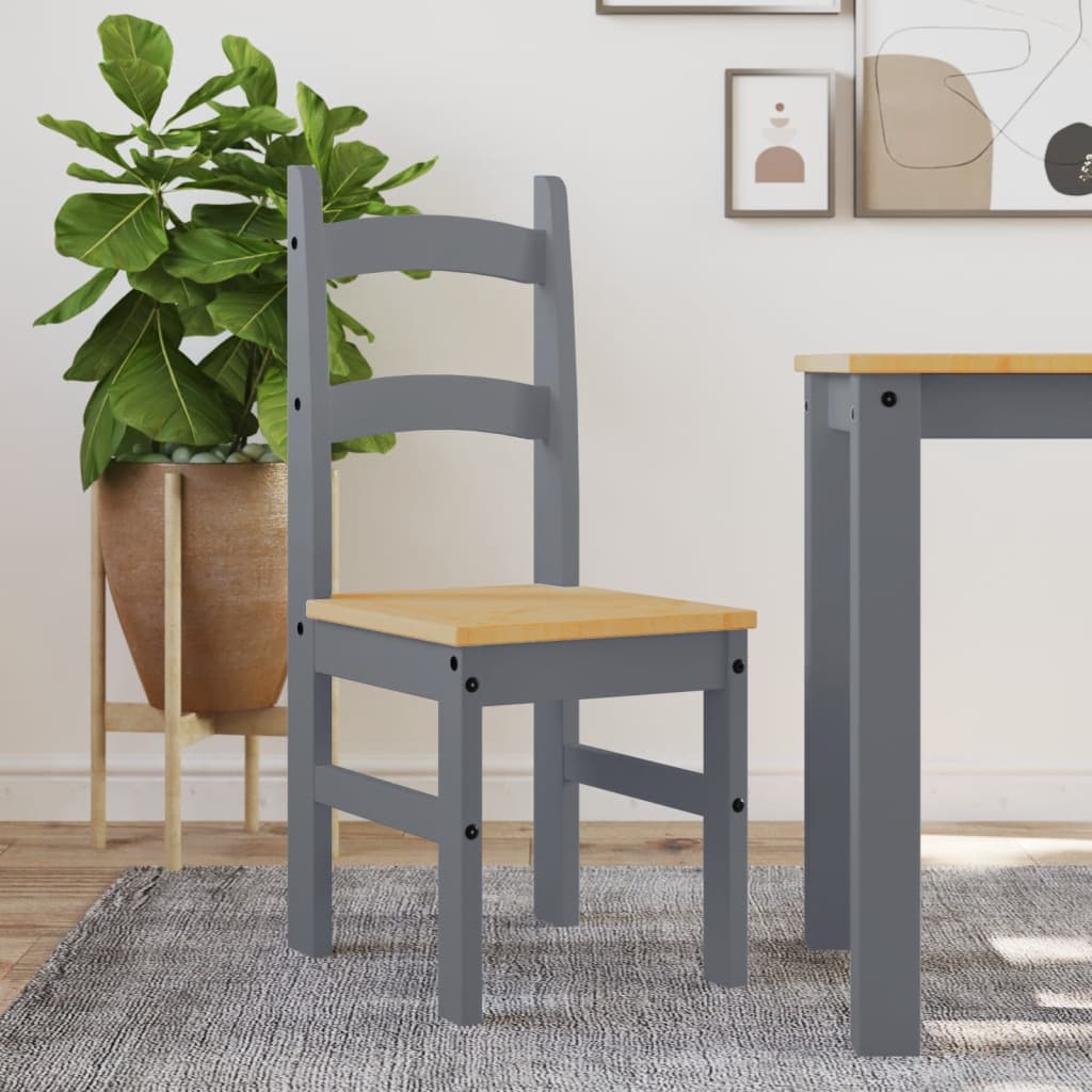 vidaXL Scaune de bucătărie, 2 buc., gri, 40x46x99cm, lemn masiv de pin vidaXL Scaune de bucătărie, 2 buc., gri, 40x46x99cm, lemn masiv de pin