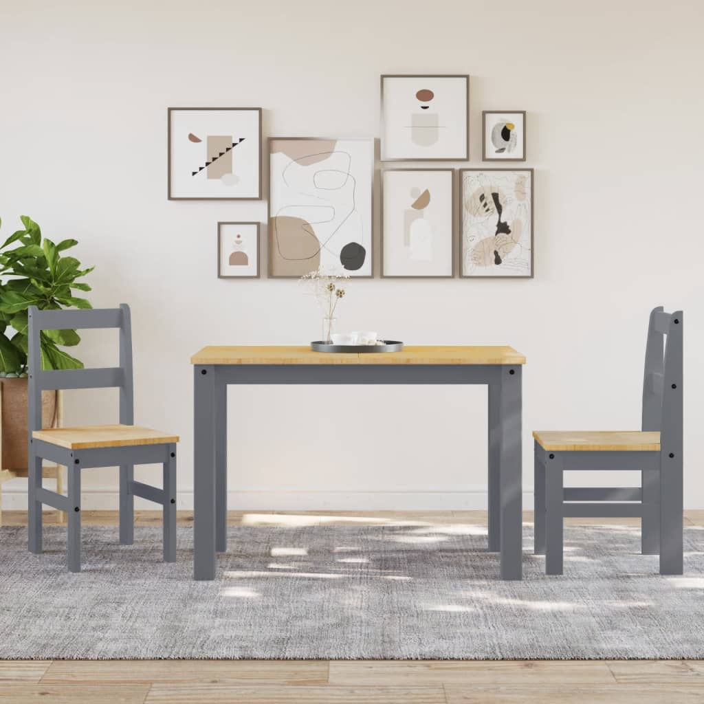vidaXL Scaune de bucătărie Panama 2 buc. gri 40x46x90cm lemn masiv pin