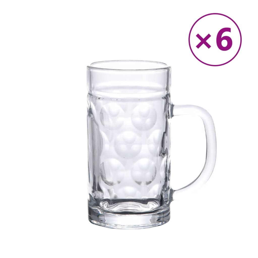 vidaXL Halbe de bere cu mâner din sticlă, 6 buc., 500 ml vidaXL Halbe de bere cu mâner din sticlă, 6 buc., 500 ml