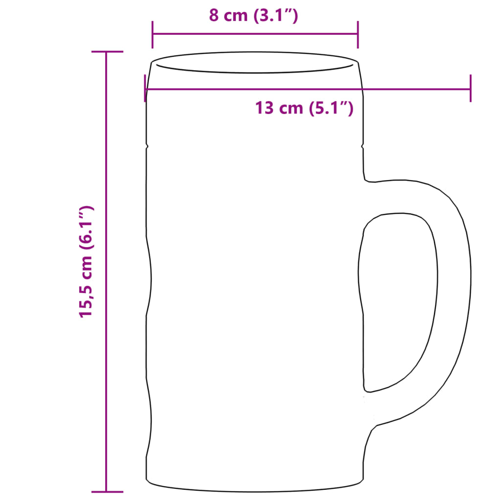 vidaXL Halbe de bere cu mâner din sticlă, 6 buc., 500 ml vidaXL Halbe de bere cu mâner din sticlă, 6 buc., 500 ml