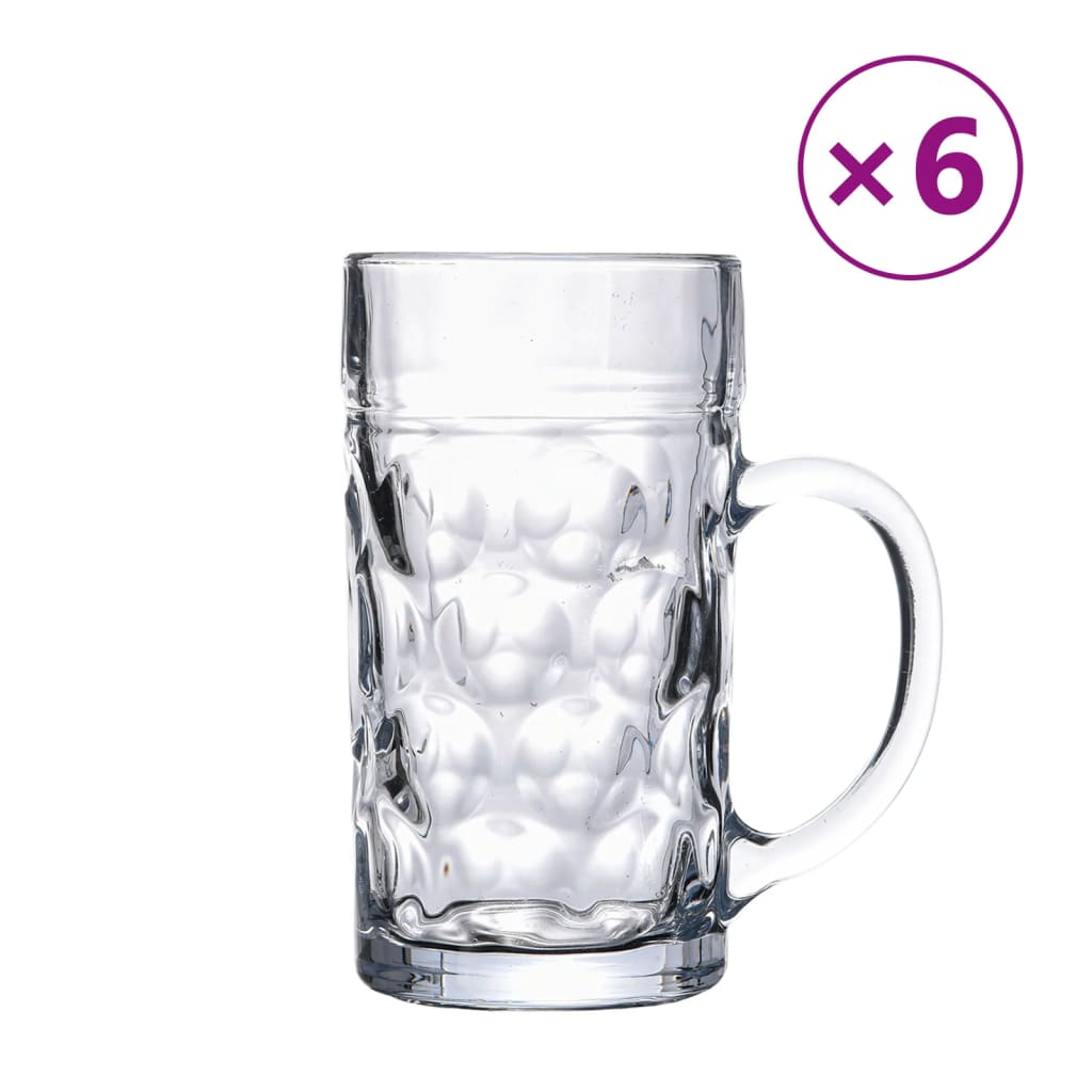 vidaXL Halbe de bere cu mâner din sticlă, 6 buc., 1000 ml vidaXL Halbe de bere cu mâner din sticlă, 6 buc., 1000 ml