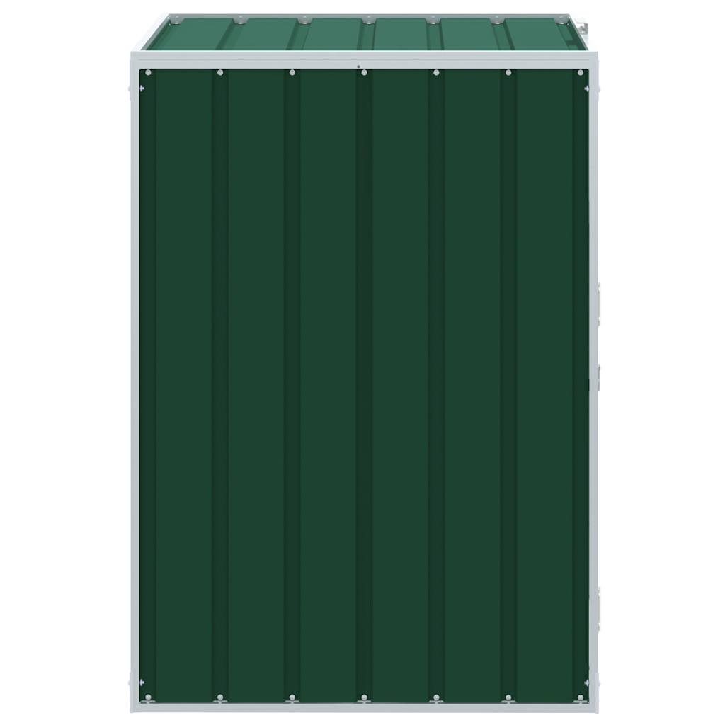 vidaXL Depozitare coș gunoi cu roți, 1 coș, verde, 72x81x115 cm, oțel vidaXL Depozitare coș gunoi cu roți, 1 coș, verde, 72x81x115 cm, oțel