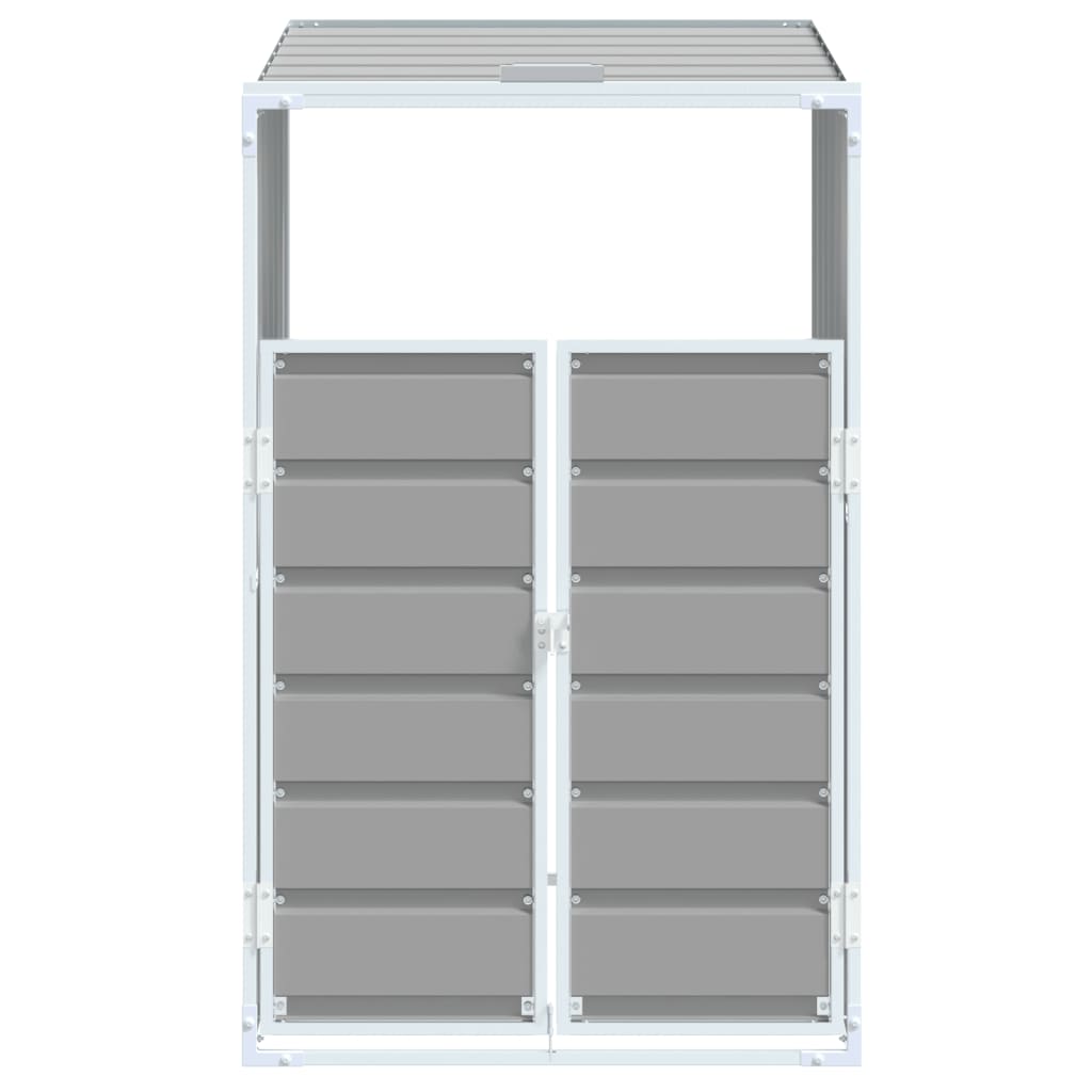 vidaXL Depozitare coș gunoi cu roți, 1 coș, gri, 72x81x115 cm, oțel vidaXL Depozitare coș gunoi cu roți, 1 coș, gri, 72x81x115 cm, oțel