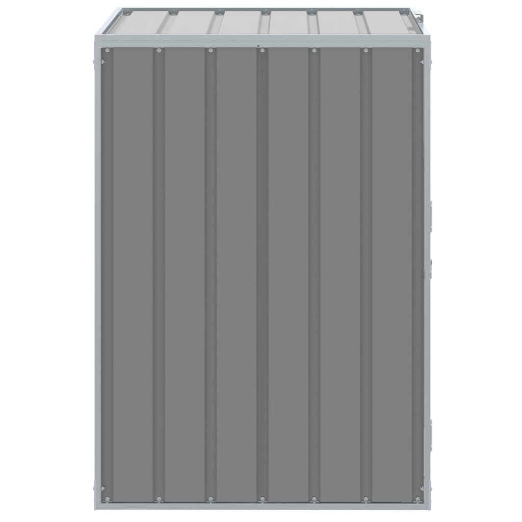 vidaXL Depozitare coș gunoi cu roți, 1 coș, gri, 72x81x115 cm, oțel vidaXL Depozitare coș gunoi cu roți, 1 coș, gri, 72x81x115 cm, oțel