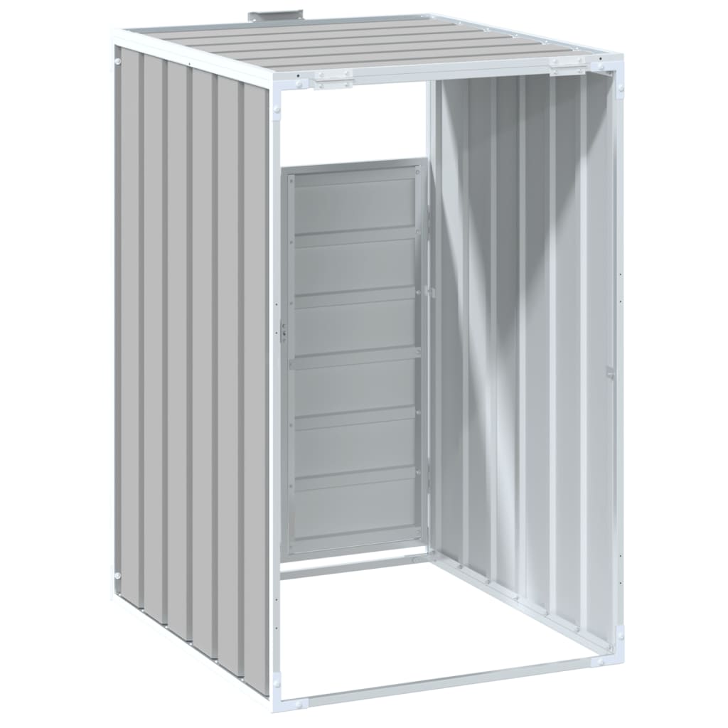 vidaXL Depozitare coș gunoi cu roți, 1 coș, gri, 72x81x115 cm, oțel vidaXL Depozitare coș gunoi cu roți, 1 coș, gri, 72x81x115 cm, oțel