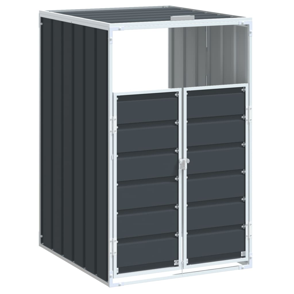 vidaXL Depozitare coș gunoi cu roți 1 coș antracit 72x81x115 cm oțel vidaXL Depozitare coș gunoi cu roți 1 coș antracit 72x81x115 cm oțel