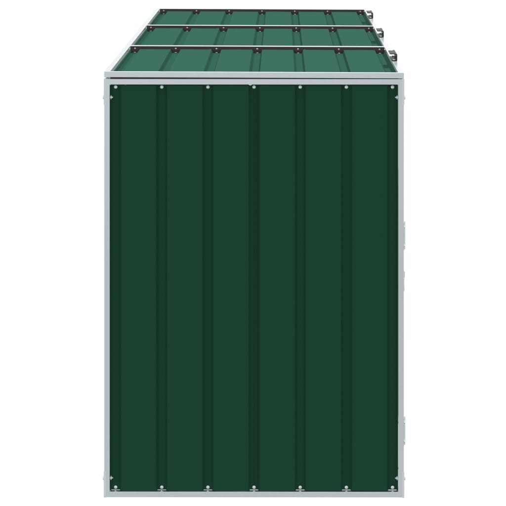 vidaXL Depozit pubele cu roți triple, verde, 216x81x115 cm, oțel vidaXL Depozit pubele cu roți triple, verde, 216x81x115 cm, oțel