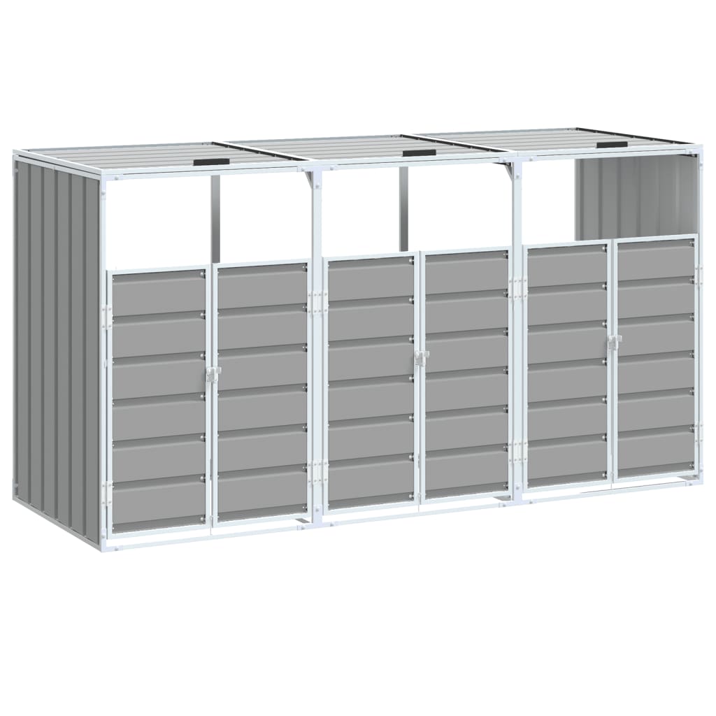 vidaXL Depozit pubele cu roți triple, gri, 216x81x115 cm, oțel vidaXL Depozit pubele cu roți triple, gri, 216x81x115 cm, oțel