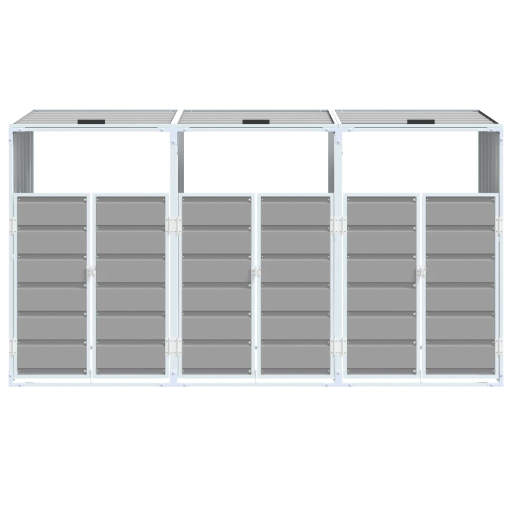 vidaXL Depozit pubele cu roți triple, gri, 216x81x115 cm, oțel vidaXL Depozit pubele cu roți triple, gri, 216x81x115 cm, oțel